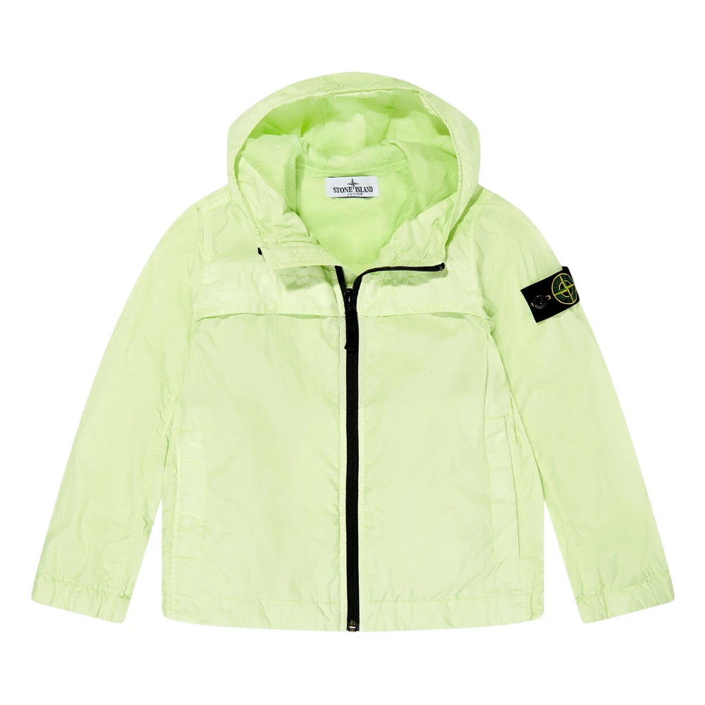 Stone Island Green Light Jackets, Male, 3 Y, Hooded Zip Up Jacket