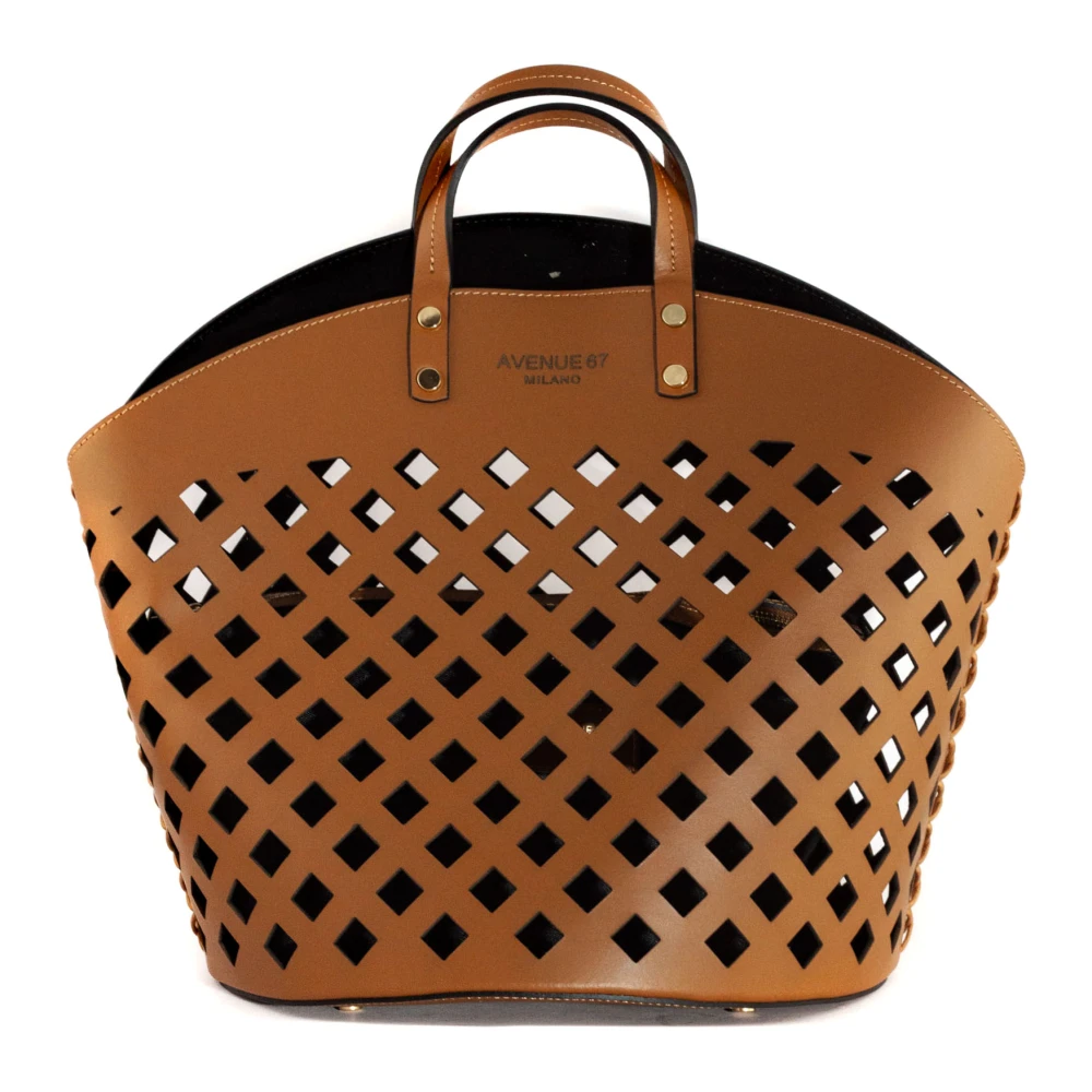 Avenue 67 Bruin leren shopper tas met geperforeerd ontwerp Brown Dames