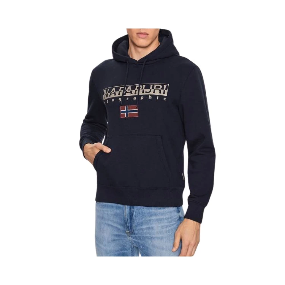 Napapijri Stijlvolle Heren Hoodie Blue Heren