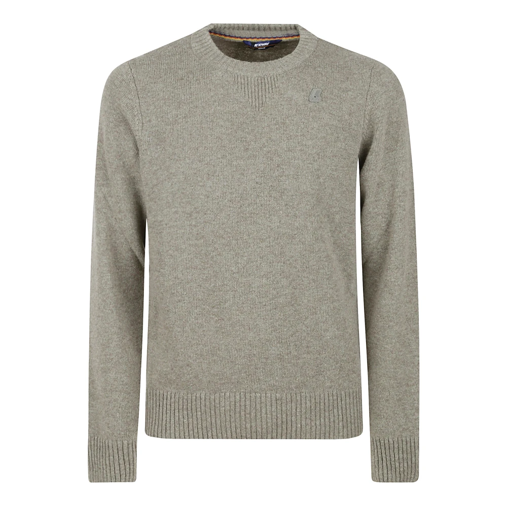 K-way Beige Lambswool Sweater Girocollo Gray Heren