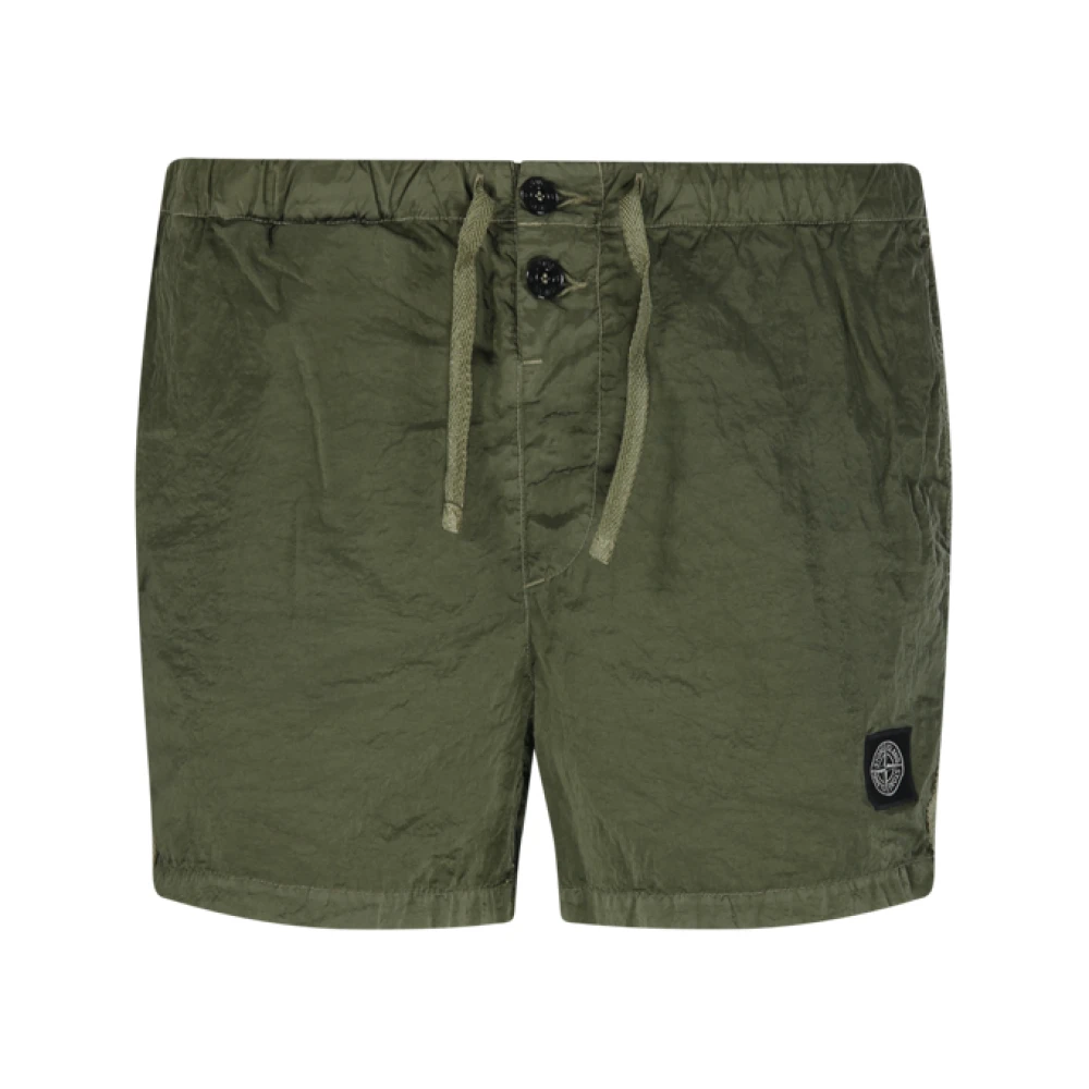 Stone Island Green Beachwear, Male, S, Slim-Fit Swim Shorts