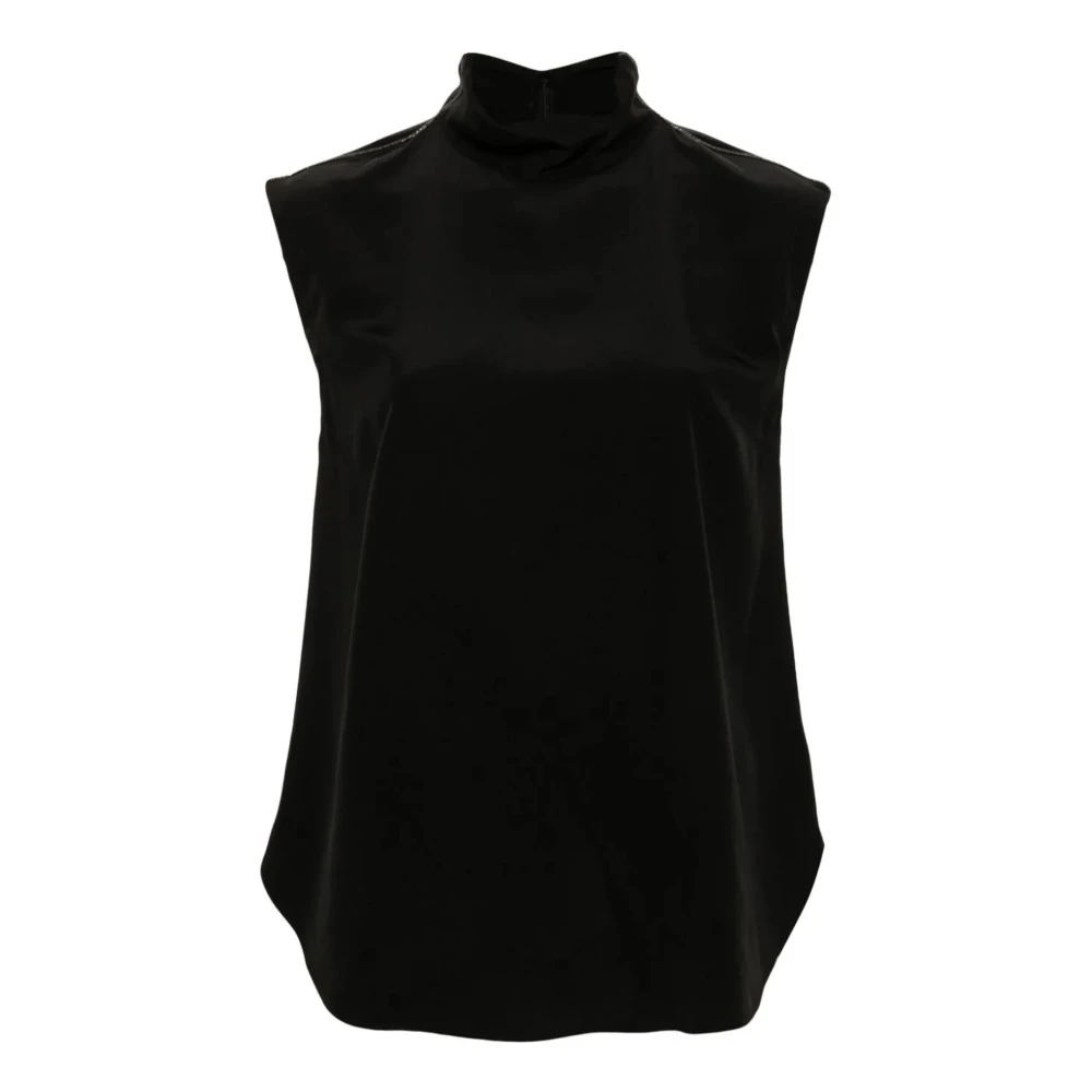 BRUNELLO CUCINELLI Zwarte zijden kettingtrui Black Dames