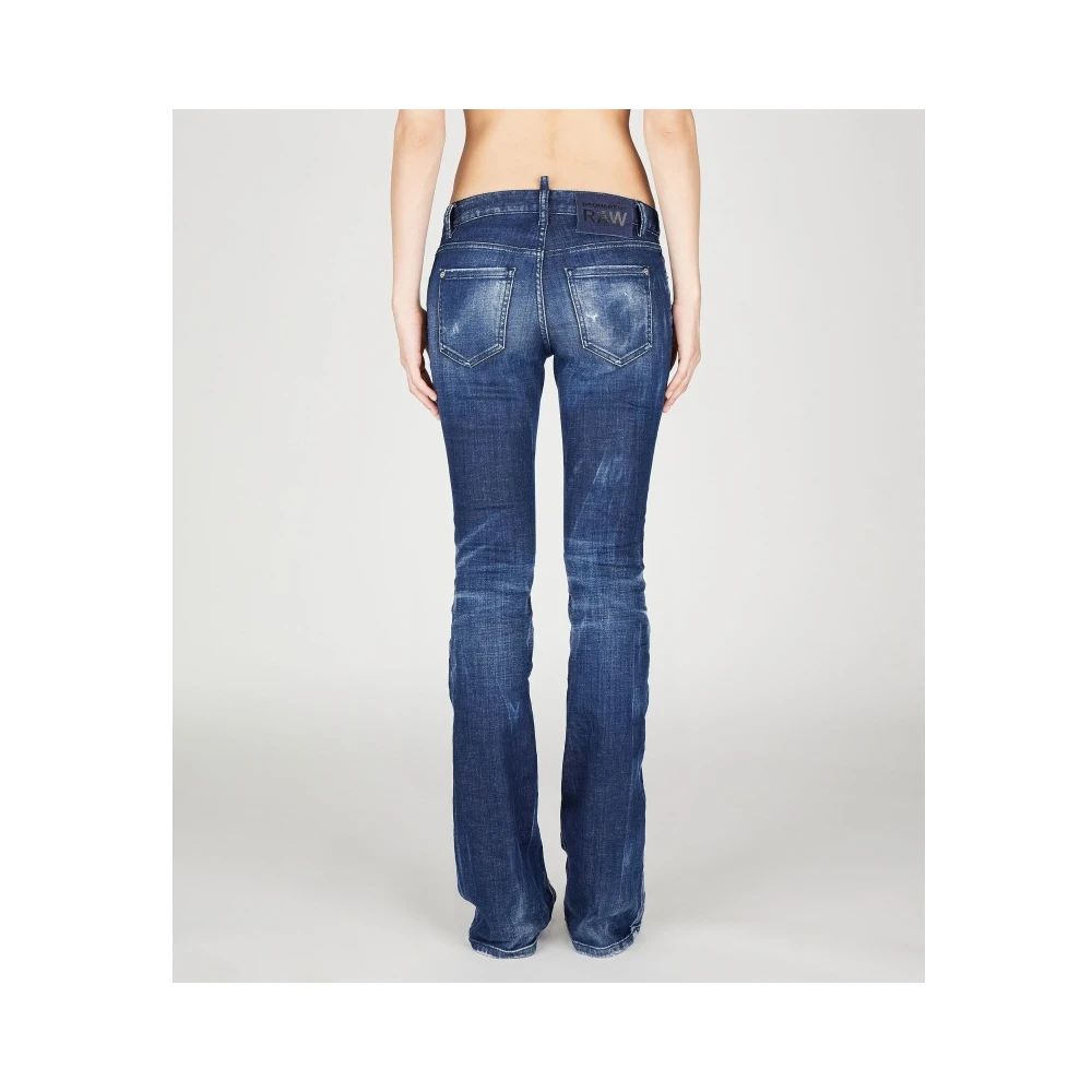Dsquared2 Flared Jeans met Medium Taille Blue Dames