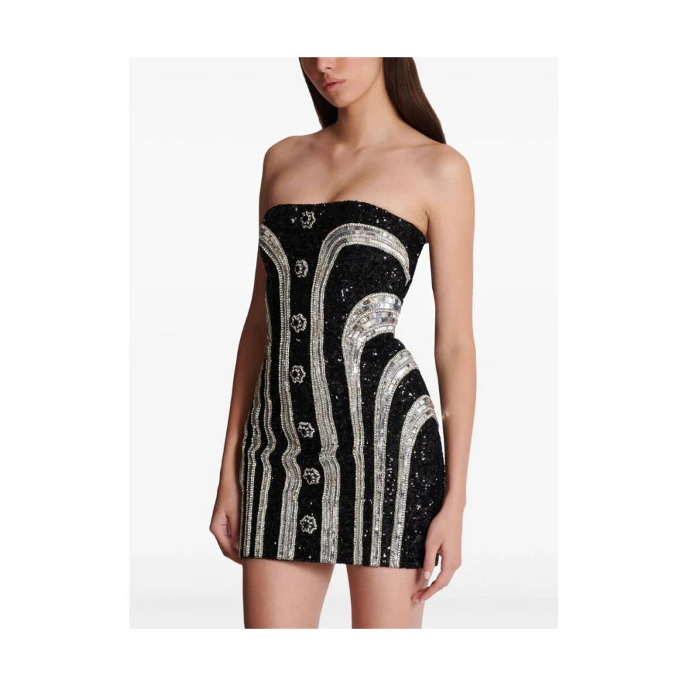 Balmain Paillet Streep Bandeau Jurk Multicolor Dames