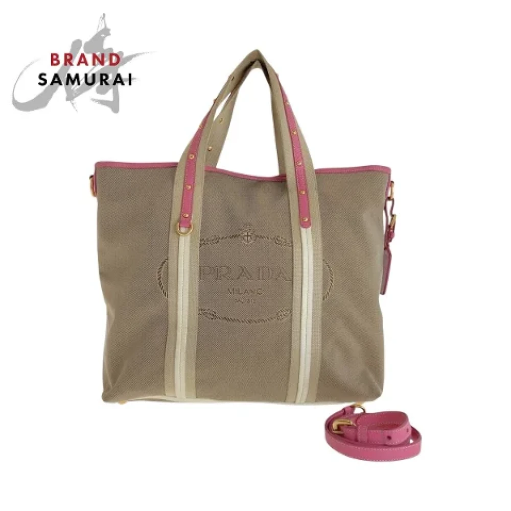 Prada Vintage Pre-owned Canvas totes Beige Dames
