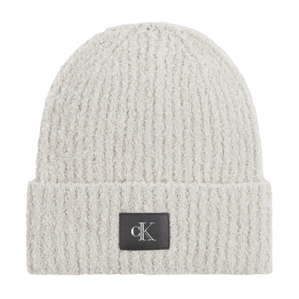 Calvin Klein Jeans Grijze Wollen Gebreide Muts Gray Dames