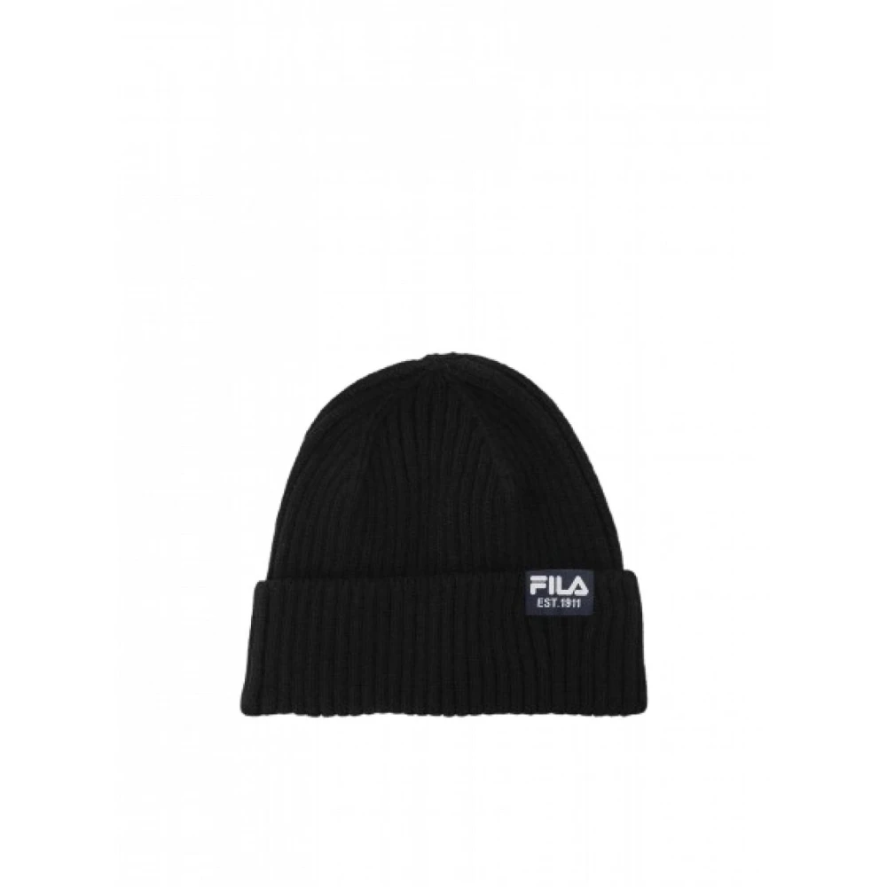 Fila Gebreide Muts Authentiek Geborduurd Black Unisex