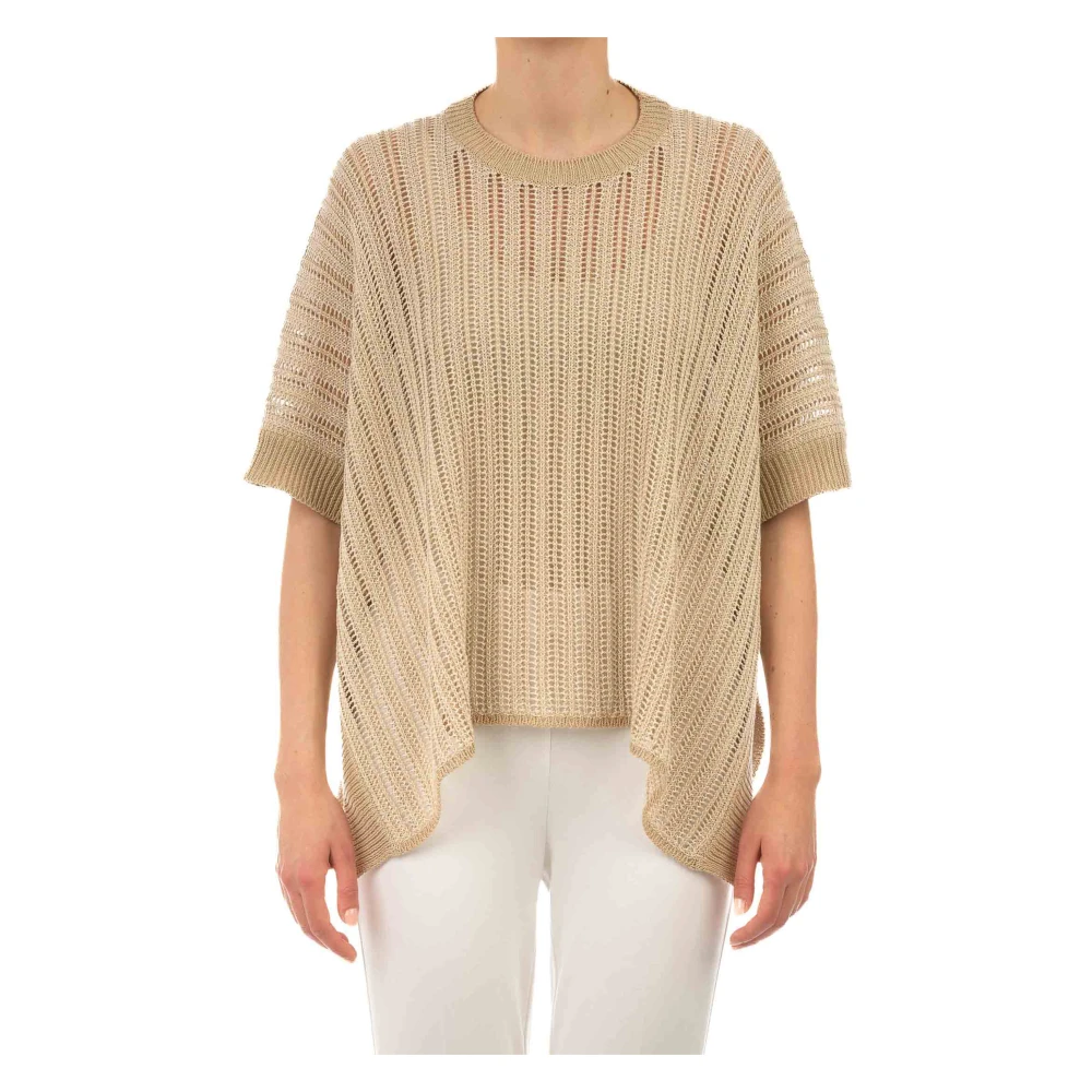 Le Tricot Perugia Beige Mantella Jas Beige Dames