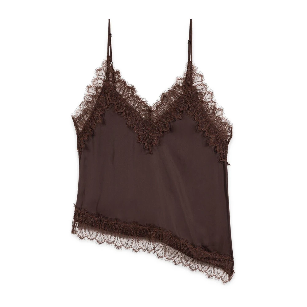 Luisa Cerano Vrouw Bruin Tops Dames, Xl, Polyester, Satin Lingerie Top