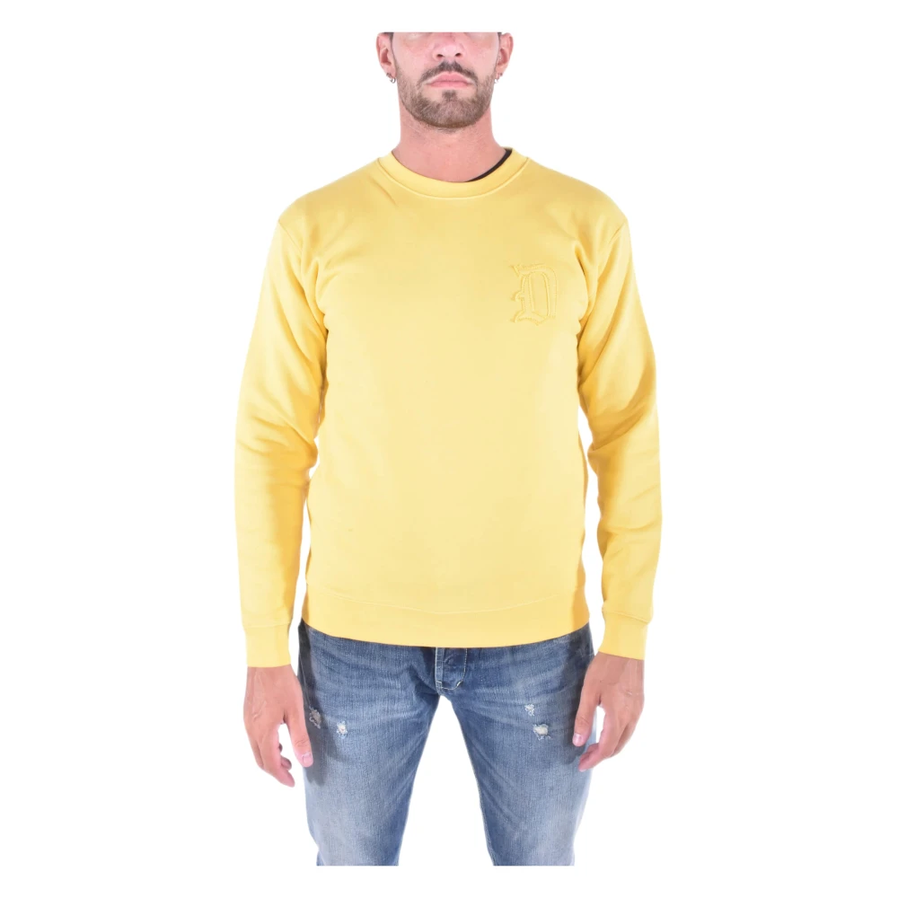 Dondup Gele Heren Crewneck Sweatshirt met Logo Yellow Heren