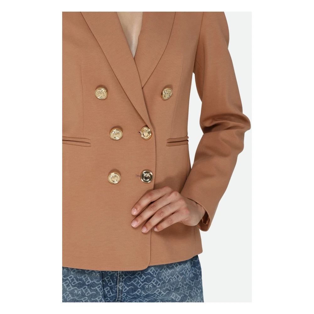 pinko Bruine Double-Breasted Blazer Brown Dames