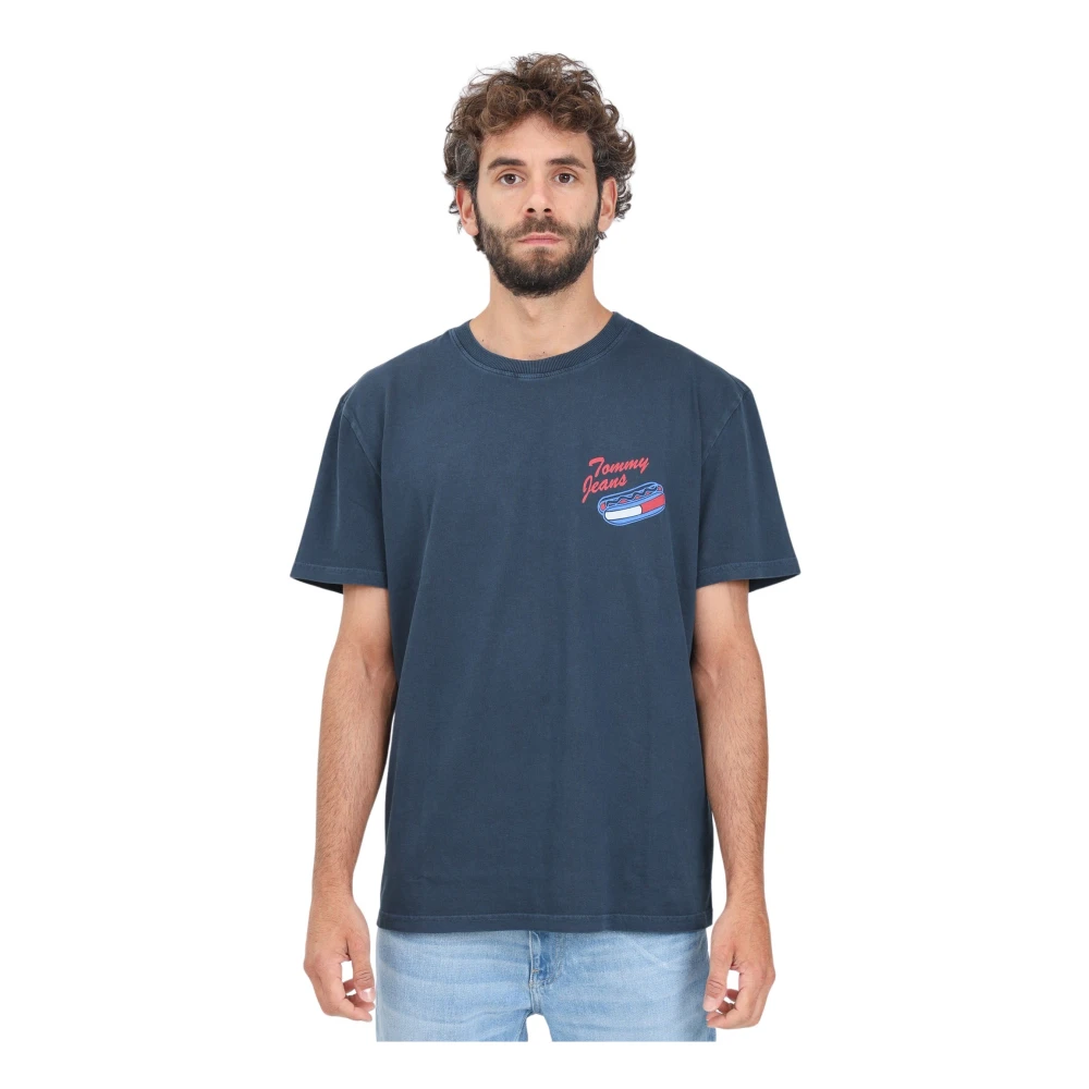 Tommy Jeans Blauw Kortemouw Grafisch T-shirt Blue Heren