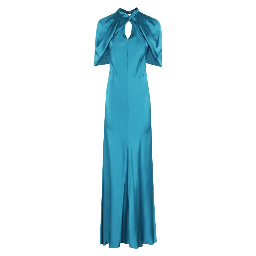 Alberta Ferretti Satin Klänning Blue, Dam