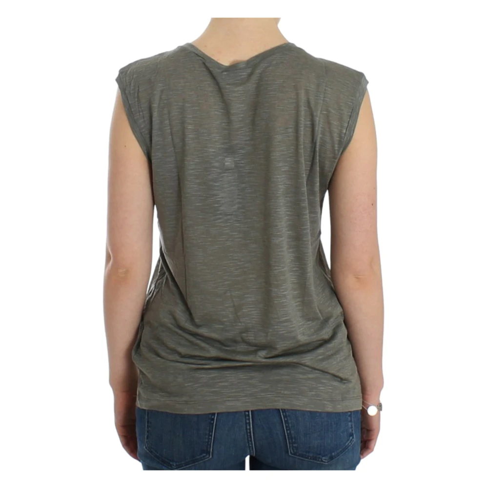 Costume National Elegant mouwloos grijs topje met blauwe accenten Gray Dames
