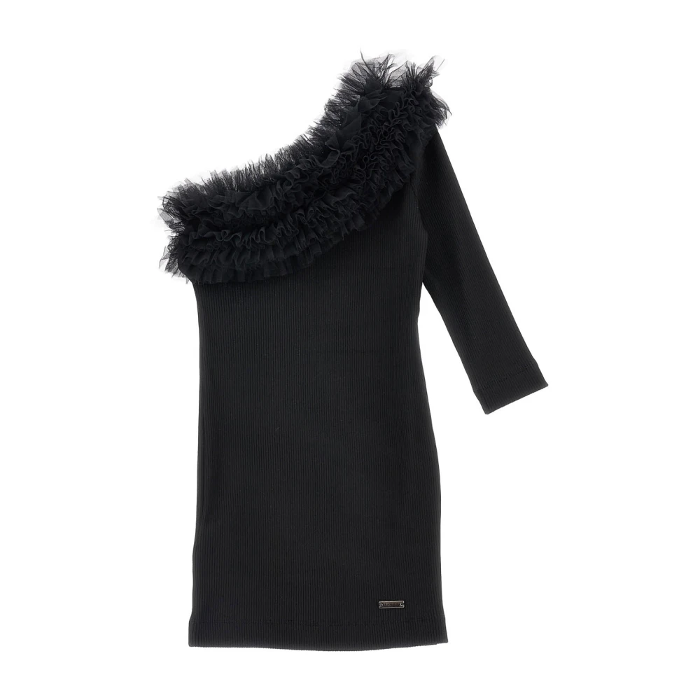 Monnalisa Girls Black One-Shoulder Dress - Dresses - 15 Y - Kids