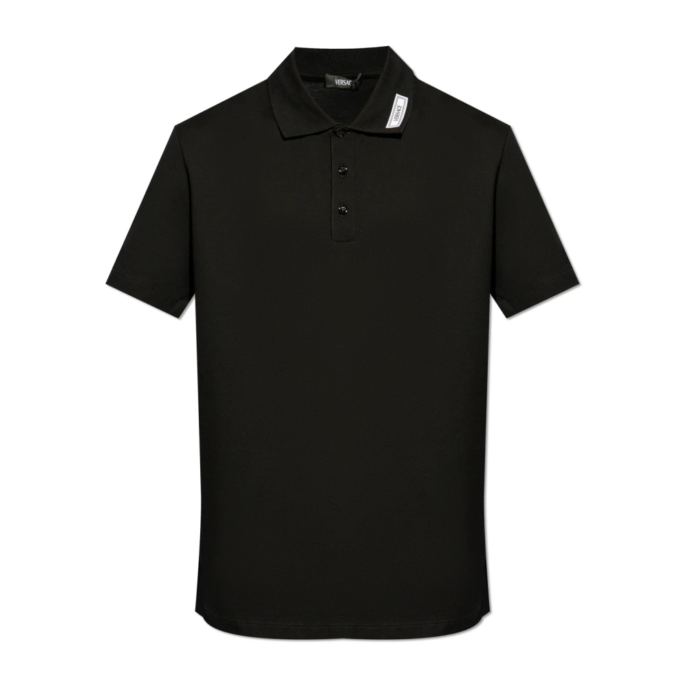 Versace Men's Black Polo With Logo - Polo Shirts - M - Tops