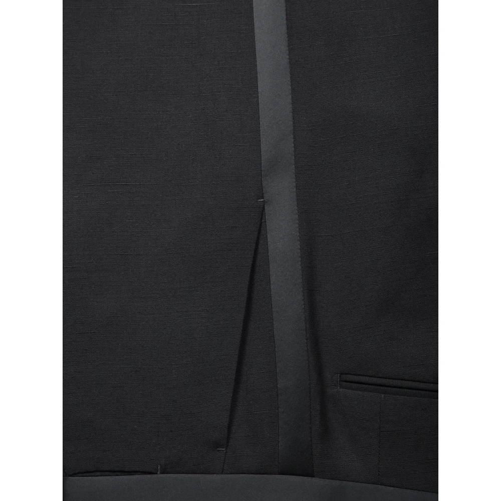 Lardini Zwart Zijden Tuxedo met Peak Revers Black Heren