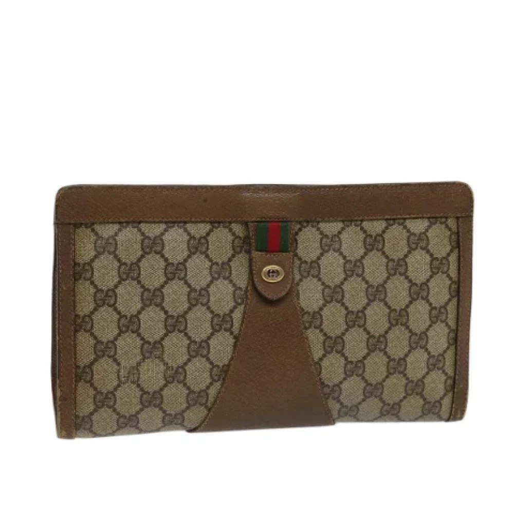 Gucci Vintage Pre-owned Leather clutches Beige Dames