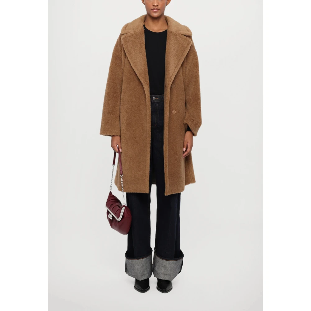 Max Mara Weekend Bruine wollen jas met sjaalkraag Brown Dames