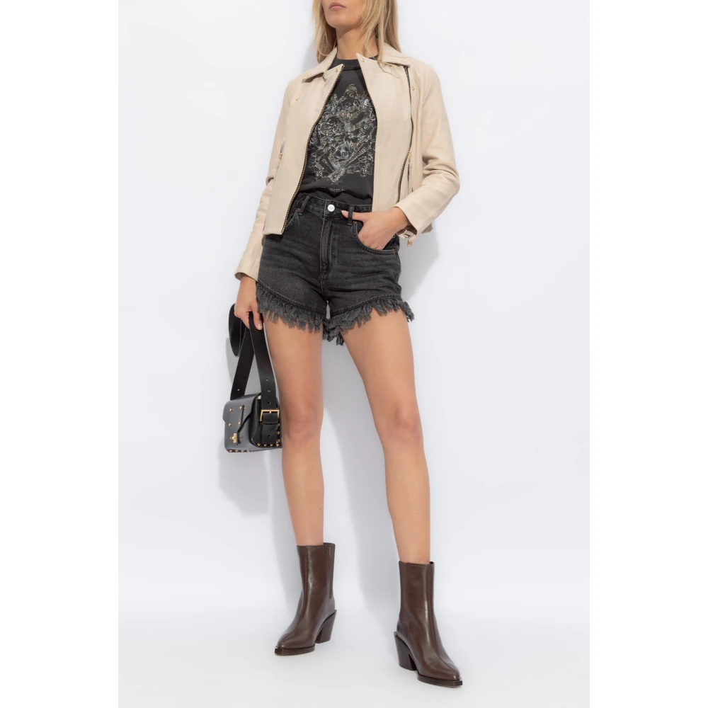 AllSaints Leren jas Dalby Beige Dames