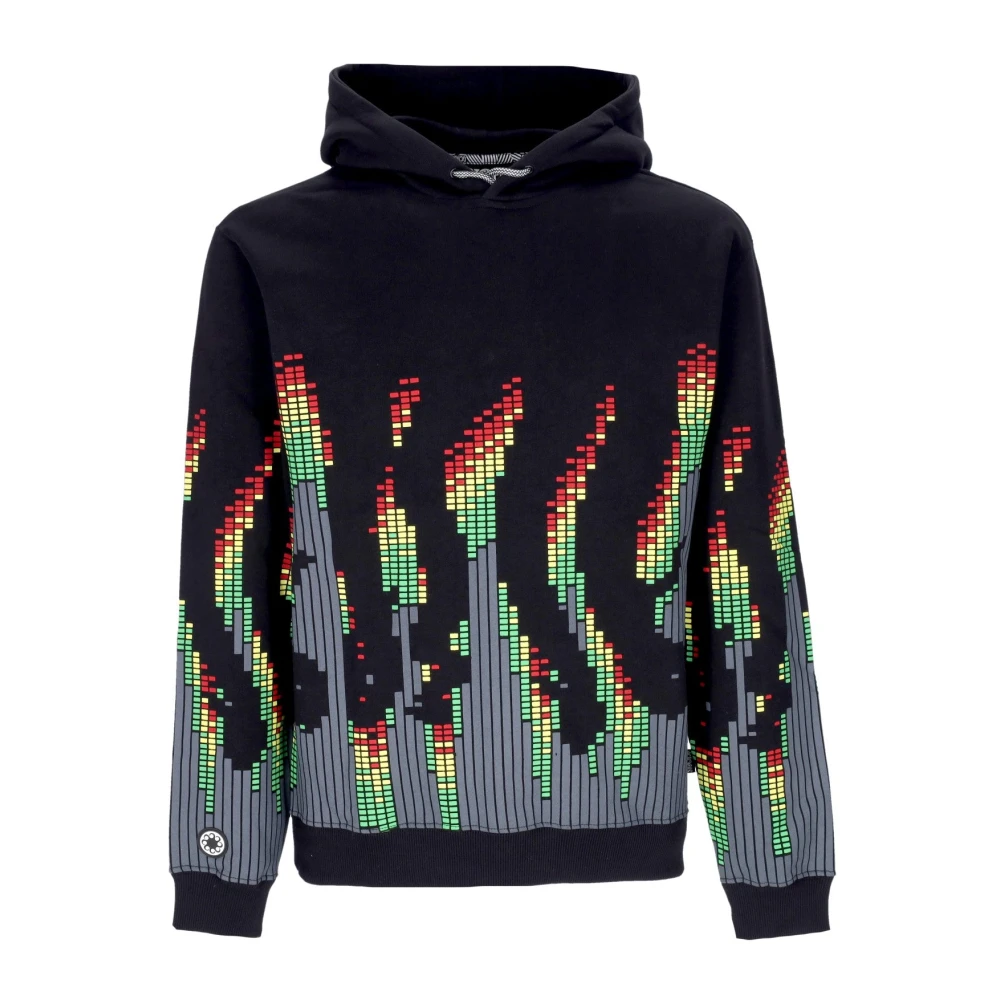 Octopus Men's Multicolor Black Sound Wave Hoodie With Logo - Hoodies - Xs - Sweatshirts & Hoodies