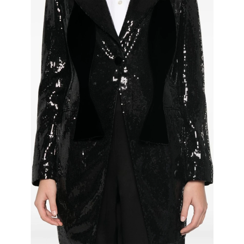 Emporio Armani Zwart Paillet Fluweel Jas Black Dames