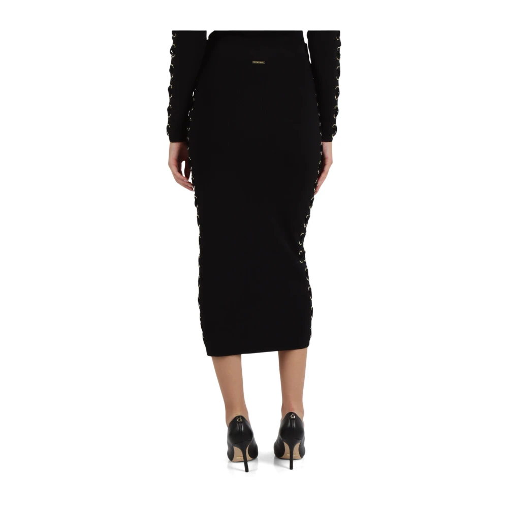 Michael Kors Geribbelde viscose midi-rok Black Dames