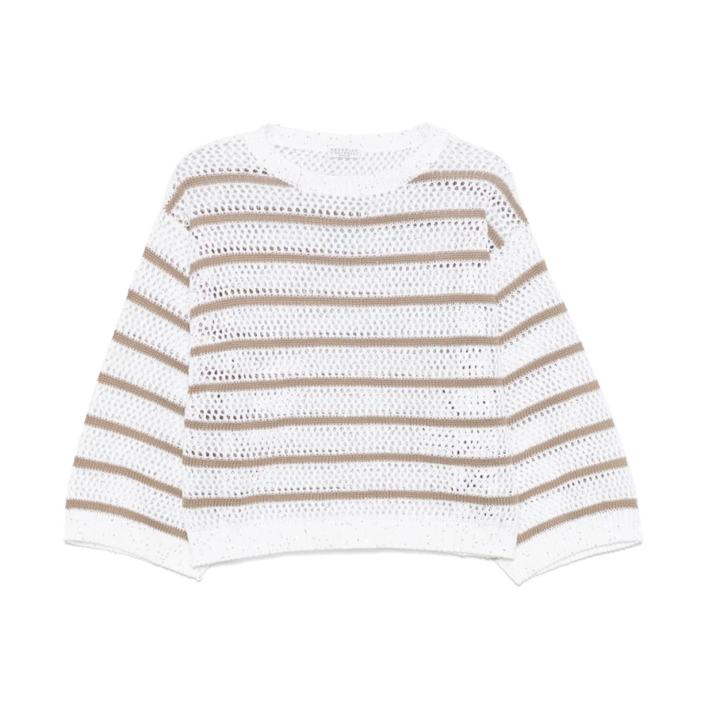 BRUNELLO CUCINELLI Witte Pailletdetail Trui White Dames