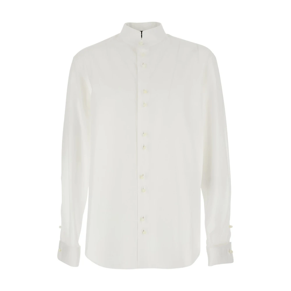 Emporio Armani Uomo Bianco - Camicia Classica In Cotone Con Collo Classico - Shirts - S