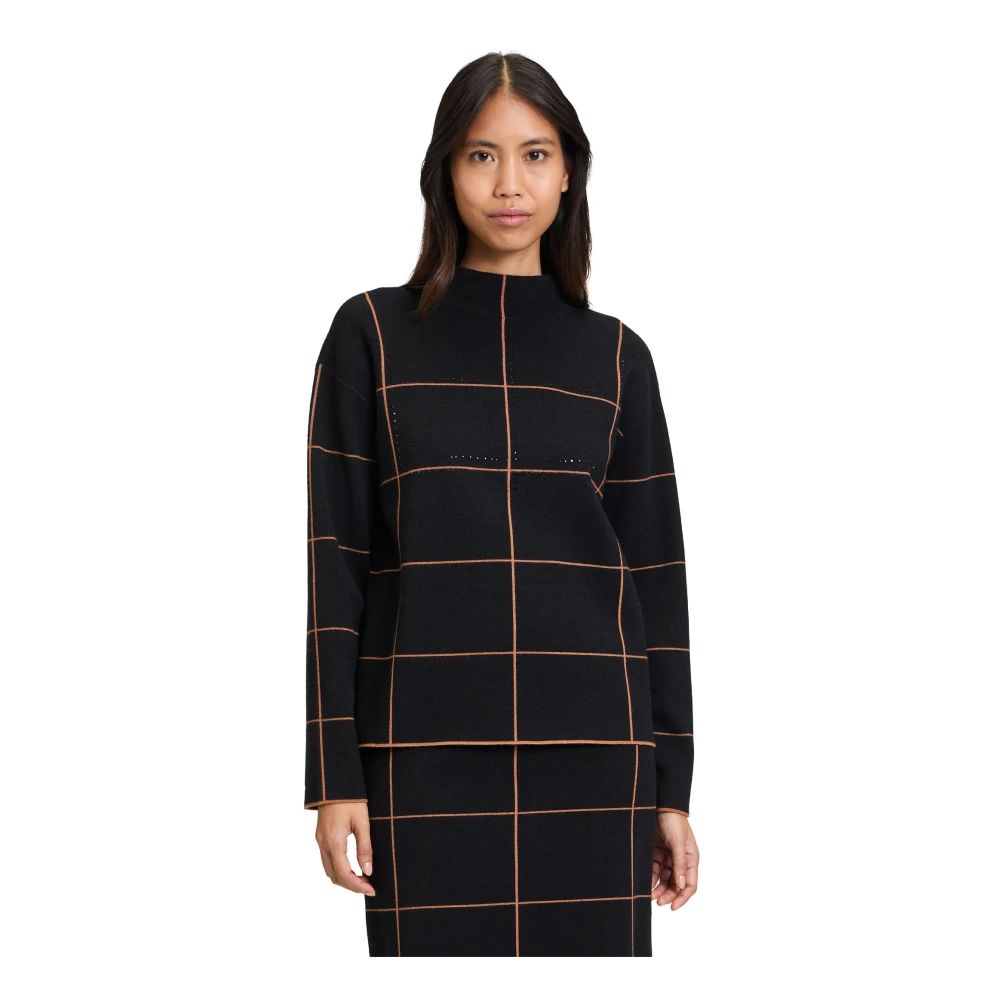 Betty Barclay Glitterend Geruite Trui Black Dames