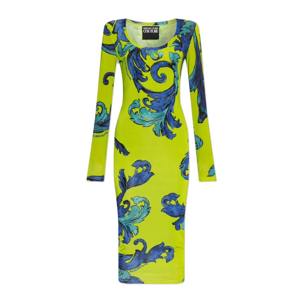 Versace Jeans Couture Jurk met Outline Barocco-print Green Dames