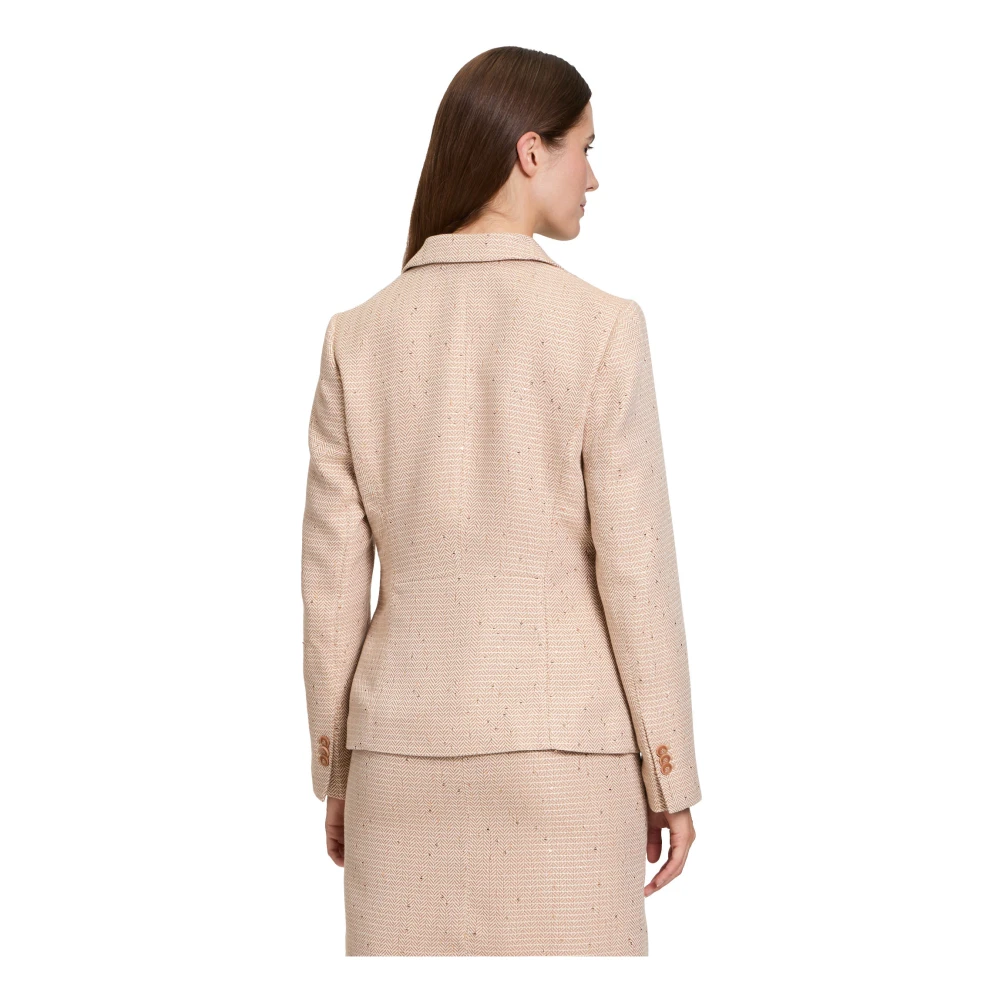 Betty & Co Korte blazer met pied-de-poule patroon Beige Dames