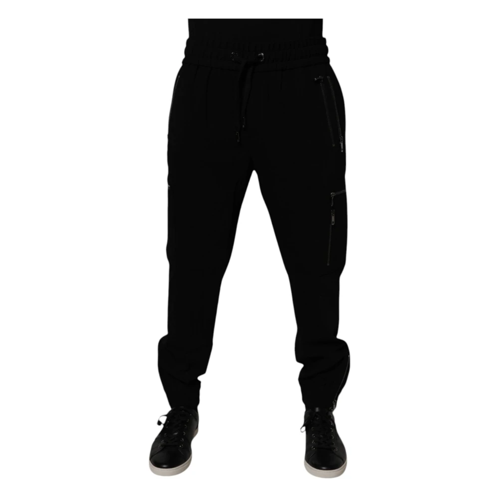 Dolce & Gabbana Men's Black Wool Stretch Jogger Pants