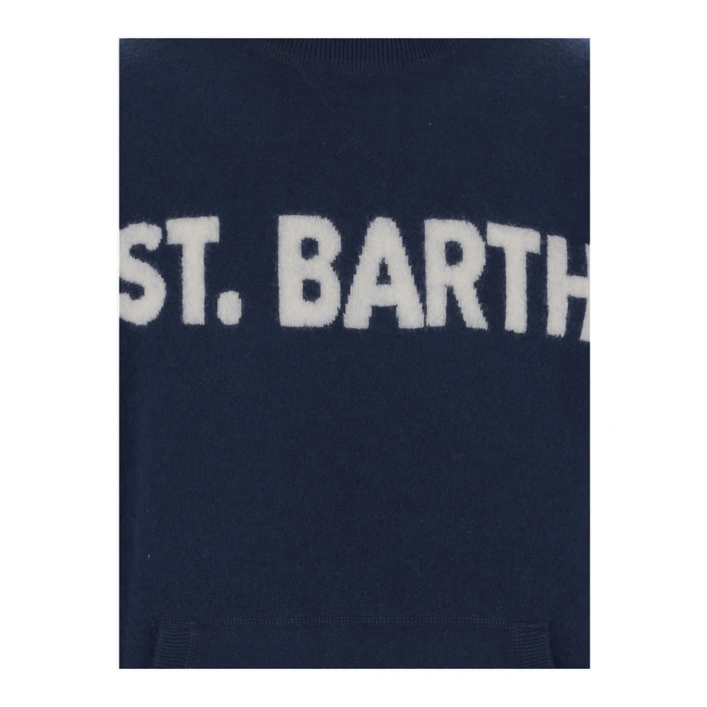 MC2 Saint Barth Logo Wollen Trui Crew Neck Navy Blue Heren