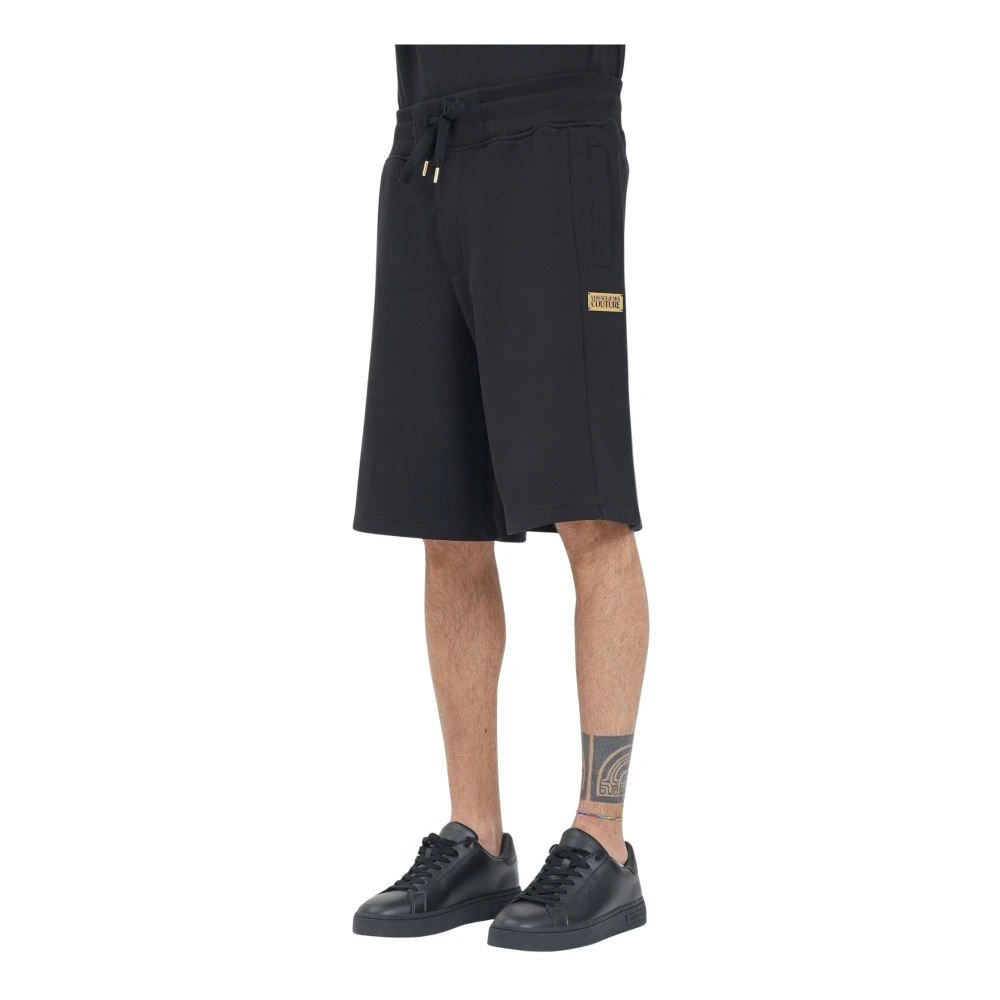 Versace Jeans Couture Zwarte sportieve shorts met institutioneel logo Black Heren