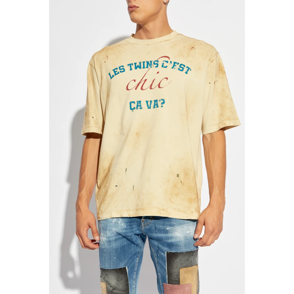 Dsquared2 Bedrukt T-shirt Beige Heren