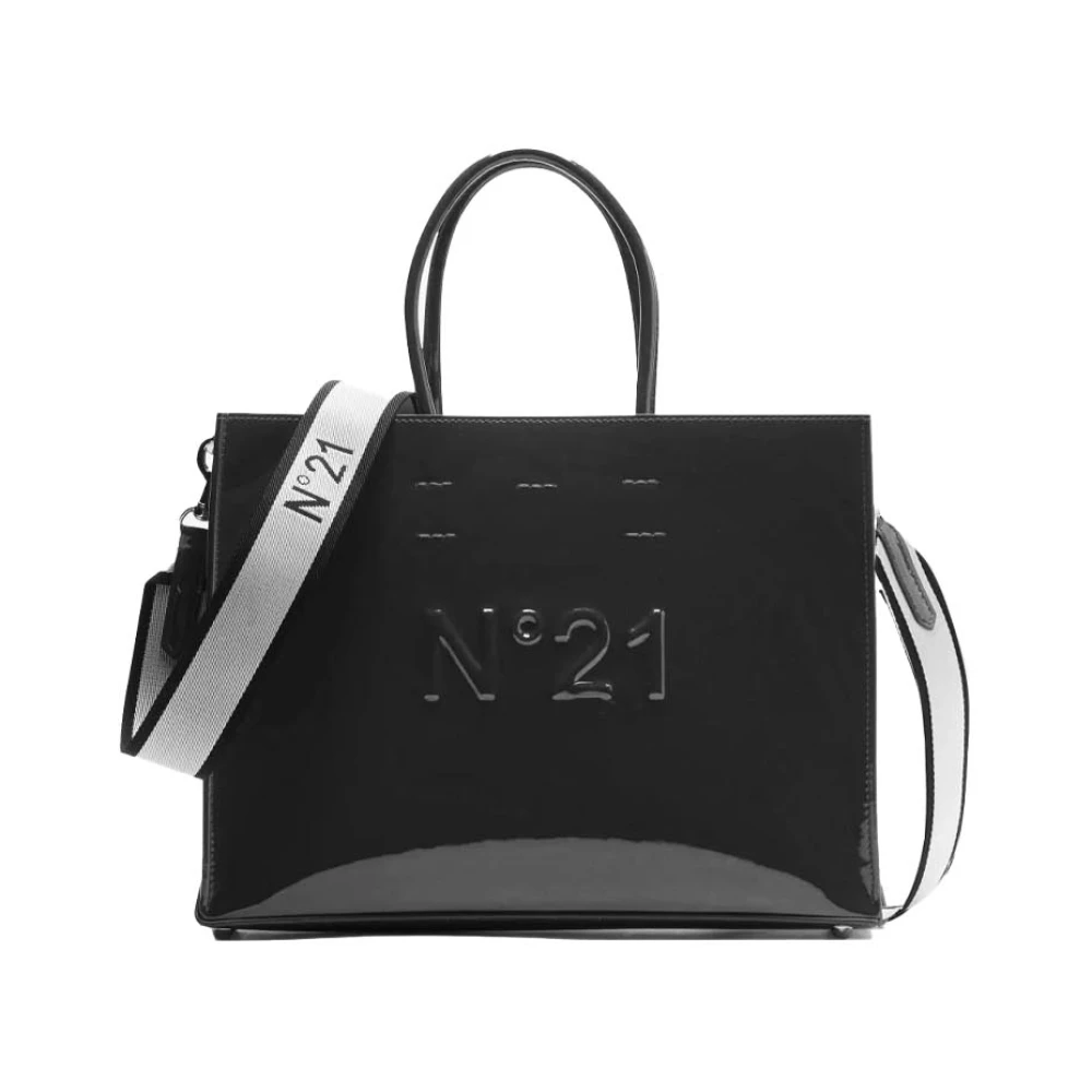 N21 Geëmbosseerde Shopper Tas van Lakleer Black Dames