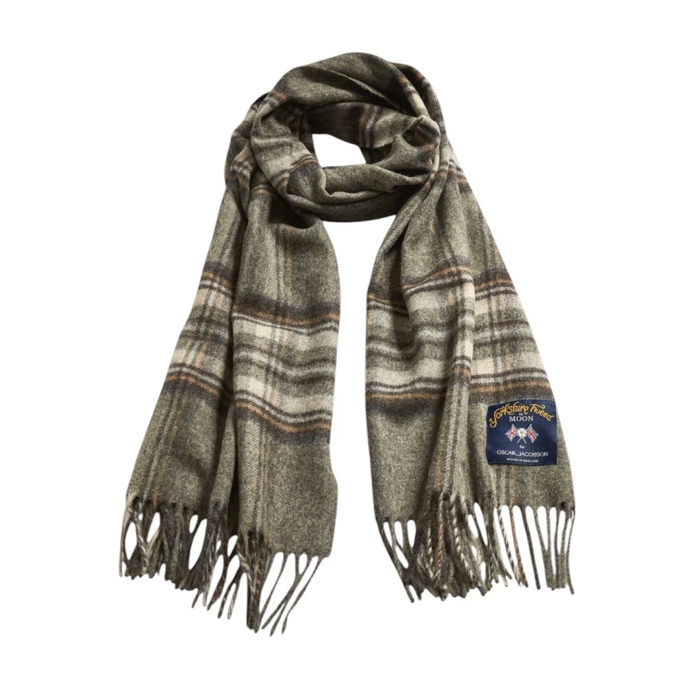 Oscar Jacobson Geruite Wollen Sjaal Grijs Green Unisex