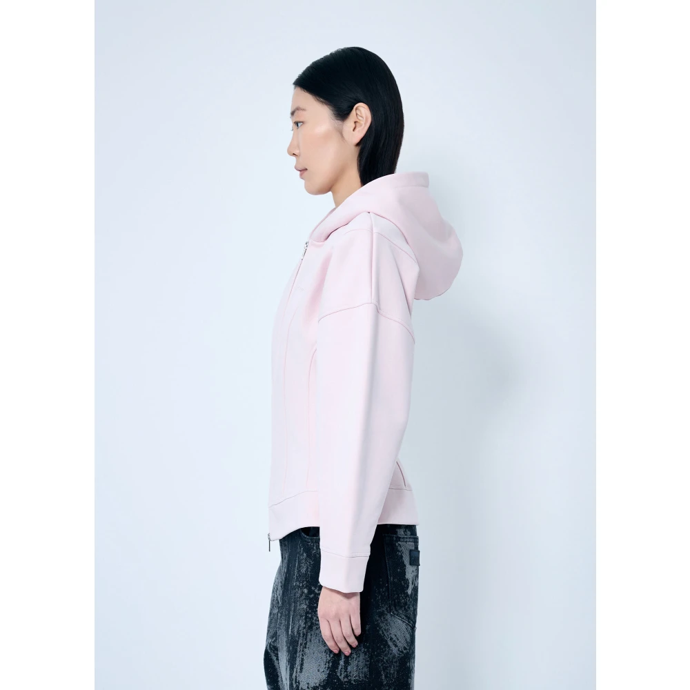 Ganni Katoen Fleece Rits Hoodie Pink Dames
