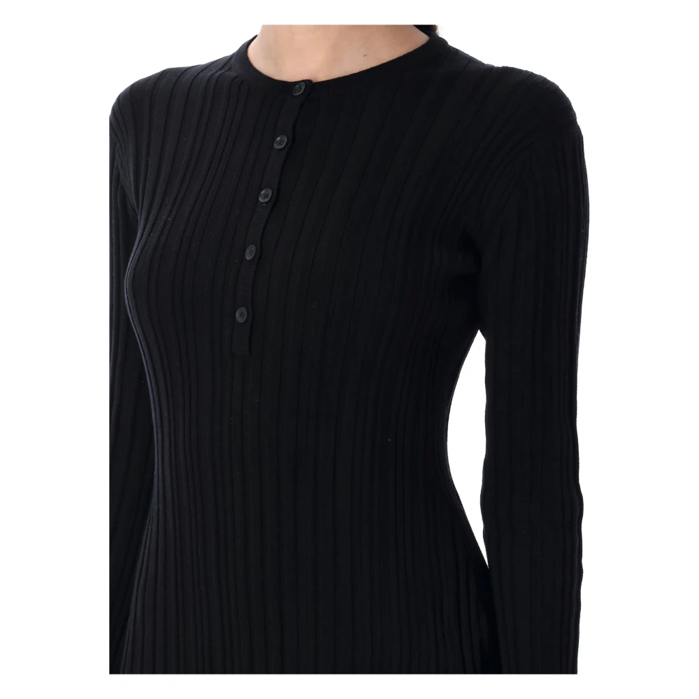 Loulou Studio Elegante Lange Gebreide Jurk Black Dames