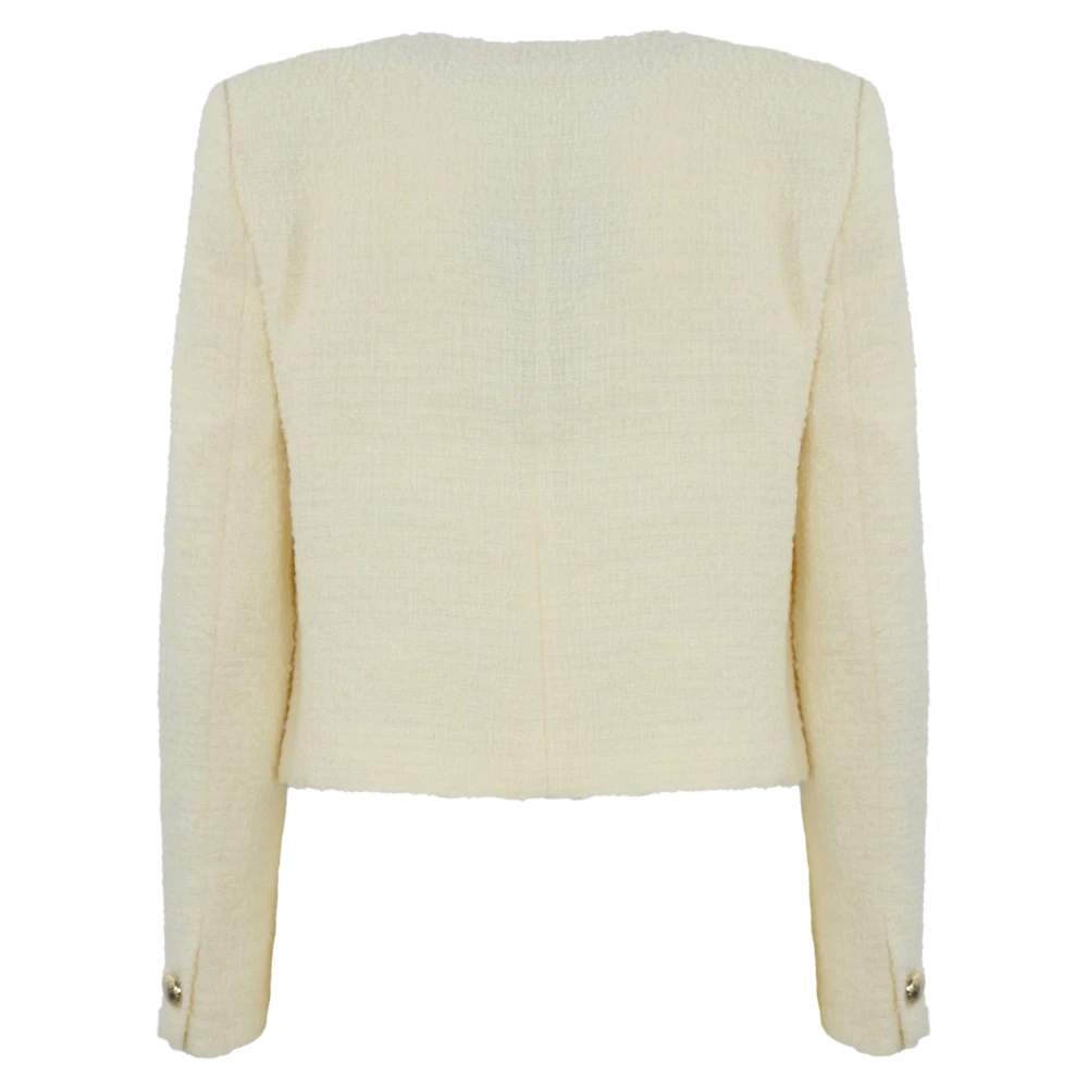 Max Mara Studio Ivoor Bouclé Kristal Geborduurd Jas Beige Dames