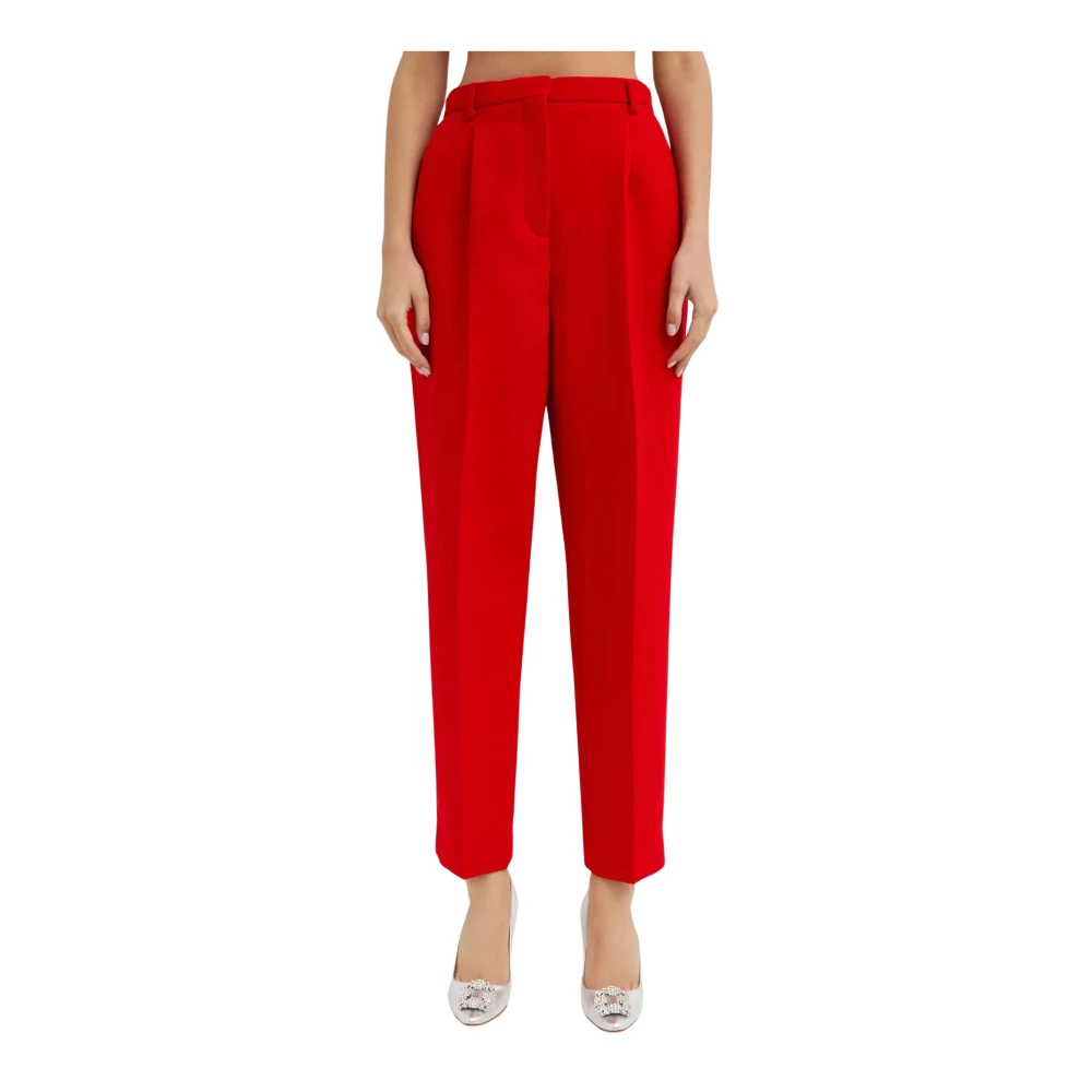 TORY BURCH Rode wollen hoge taille damesbroek Red Dames