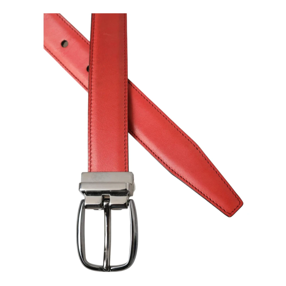 Dolce & Gabbana Rood Leren Metalen Gesp Riem Red Heren