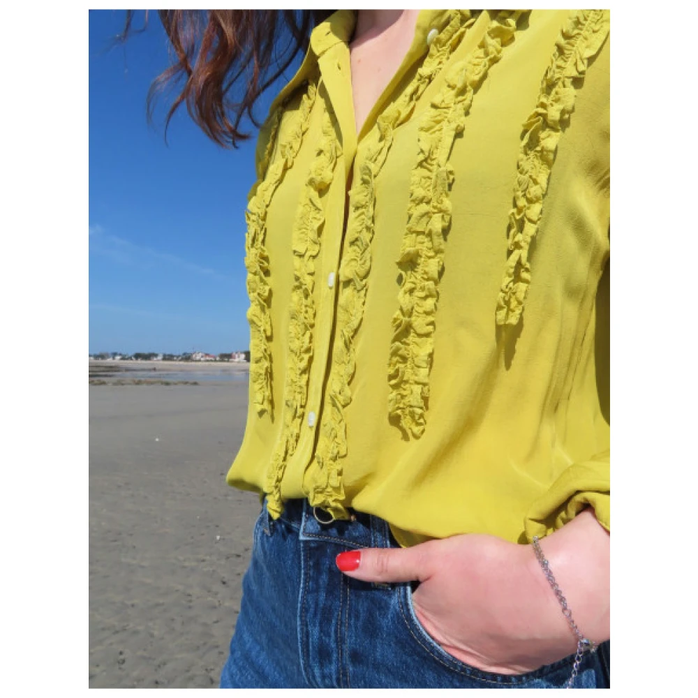 Mason's Nicole Gerimpelde Viscose Blouse Green Dames