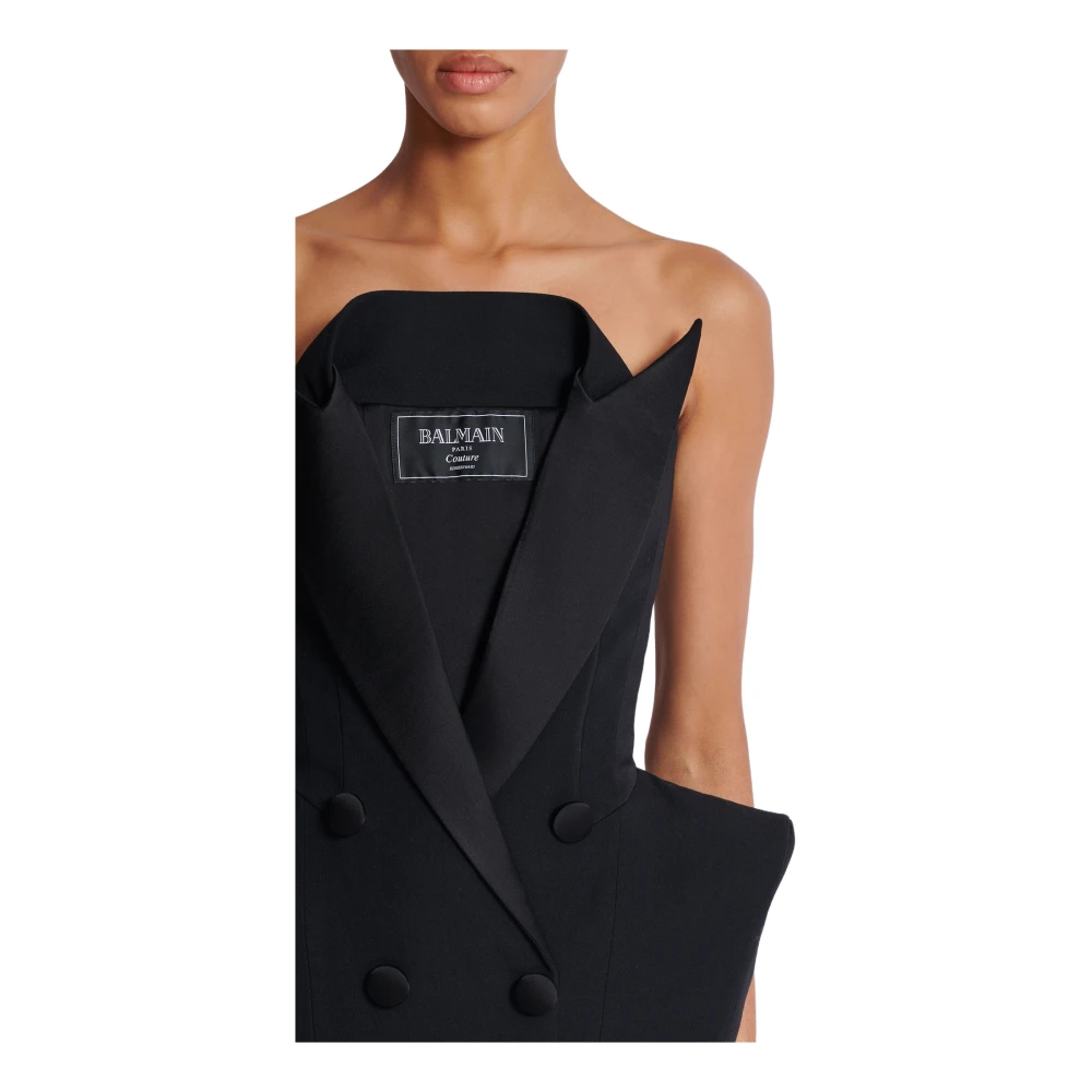 Balmain Grain de poudre Baskische bustierjurk Black Dames