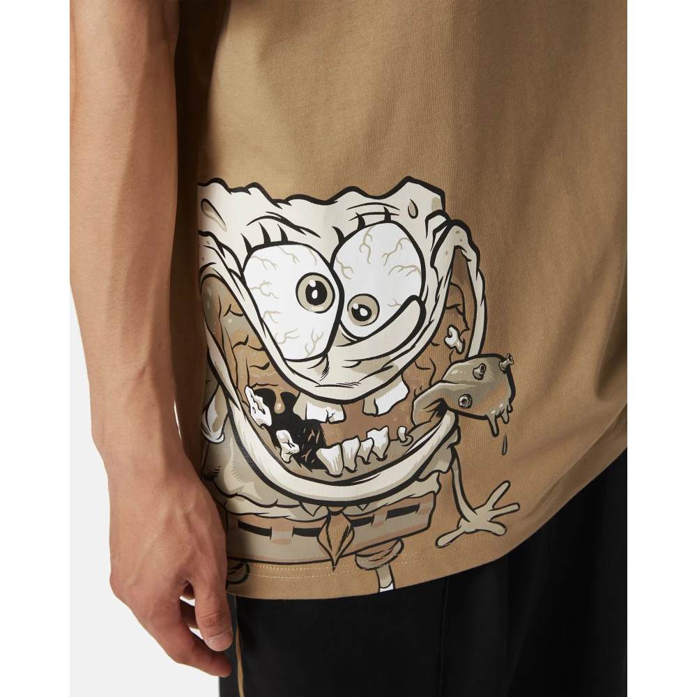 Iceberg Regular fit modderkleurig T-shirt met SpongeBob-print in jersey Brown Heren