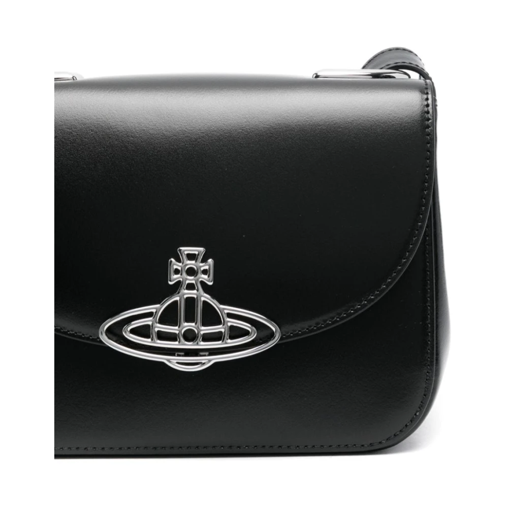 Vivienne Westwood Zwarte Leren Schoudertas Orb Black Dames