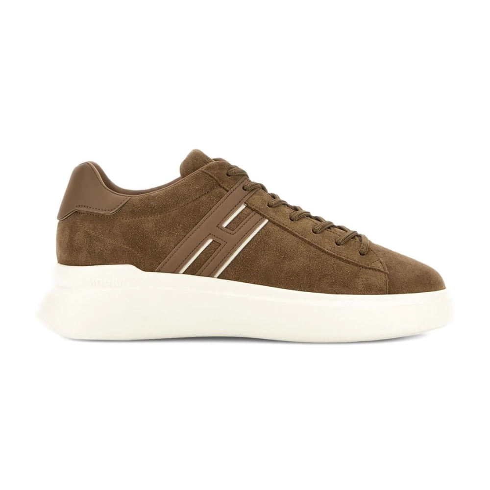 Hogan Bruine Sneakers Geheugenschuim Rubberen Zool Heren Schoenen