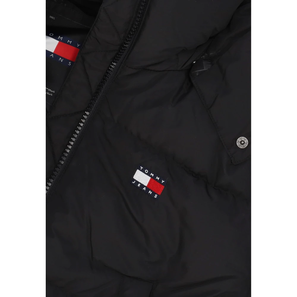 Tommy Hilfiger Zwarte Pufferjas met hoge kraag Black Dames