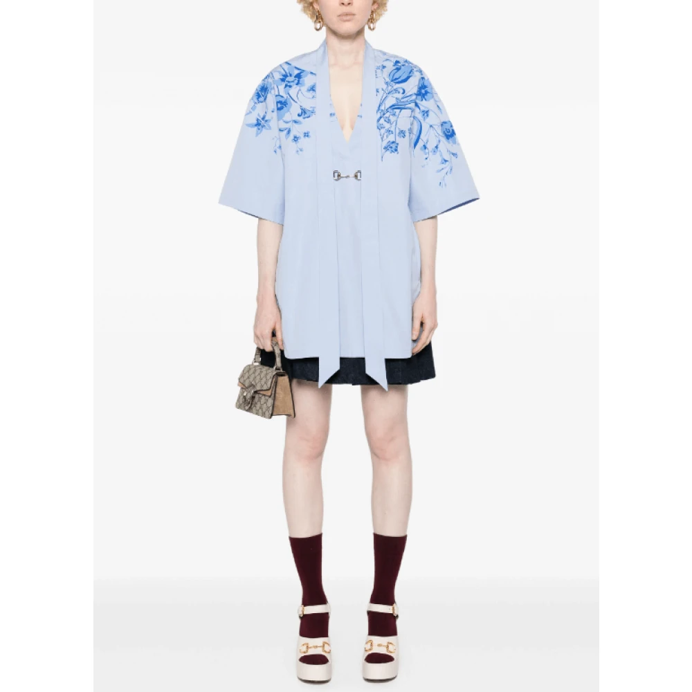 Gucci Fiori E Insetti Jurk Blue Dames